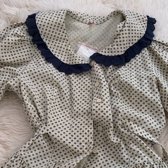 NWT Free People Polka Dot Mini Dress with Navy Accents - Picture 2 of 3